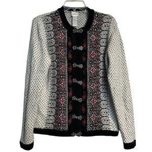 Vintage Koret Nordic Cardigan S Silver Clasps‎ Embroidered Wool Blend